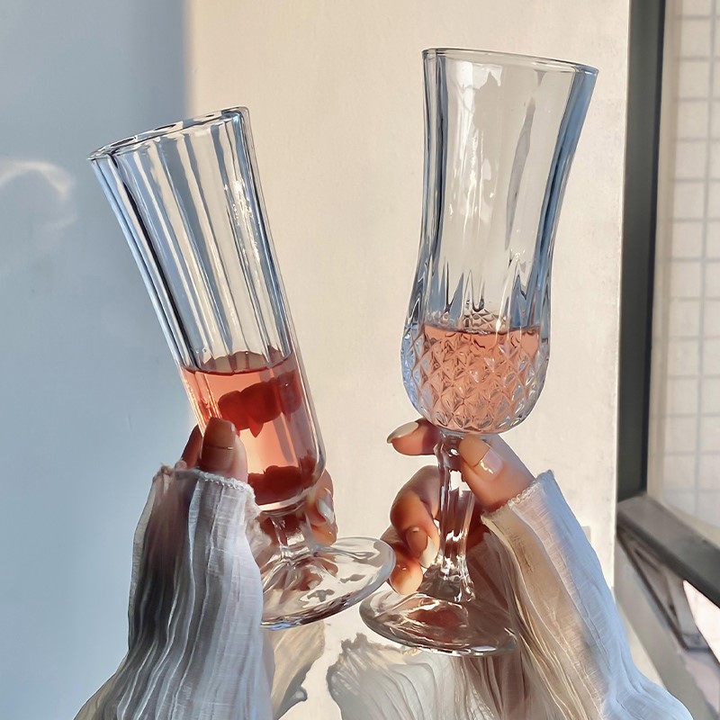 速发风玻璃萄雕香槟杯子高脚杯高颜值杯酒葡浮酒洋水杯家用