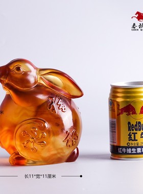 速发琉璃富贵日摆件工艺品装饰品生肖生兔礼物礼品桌精面品小兔子