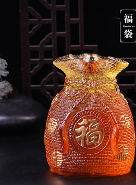 速发乔璃财袋聚宝盆招福进宝摆件摆设家居客厅装饰品琉迁礼品开业