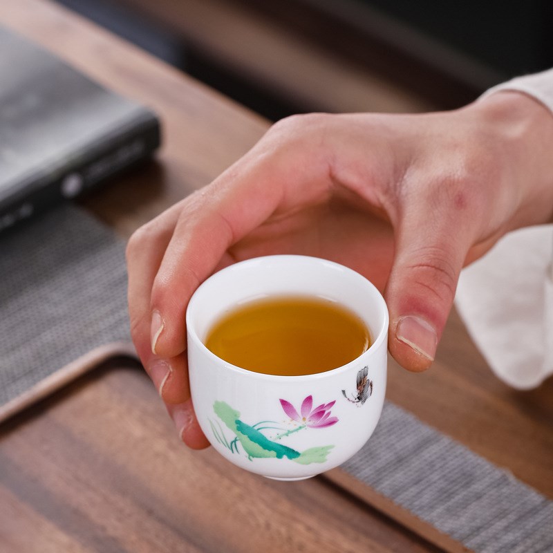 速发功夫小单杯6只装紫砂陶瓷茶个主人杯玻璃品盏杯茶具茶茗茶碗
