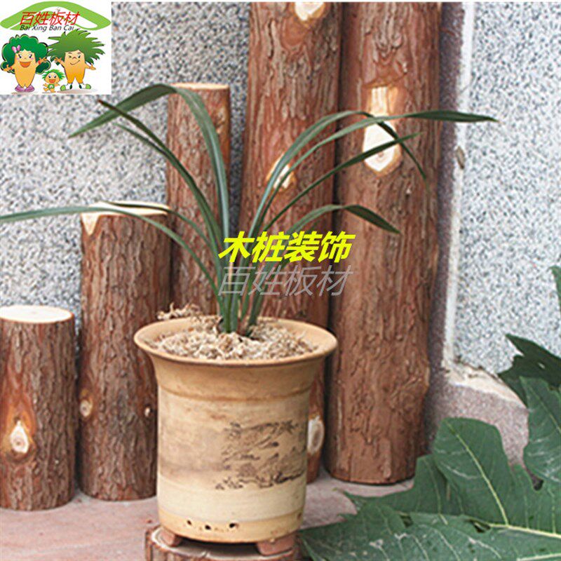 速发杉木原木圆木木方木条木龙骨木桩木柱婚庆拱门装饰木桩年轮片