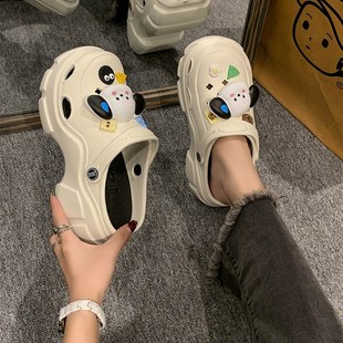 超4厚底踩屎感沙滩包头拖鞋 速发可爱洞洞新夏外穿202火鞋 款