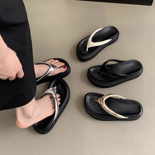 速发增高厚底人字拖鞋夏平穿新款韩版仙海边沙滩软外底士凉拖