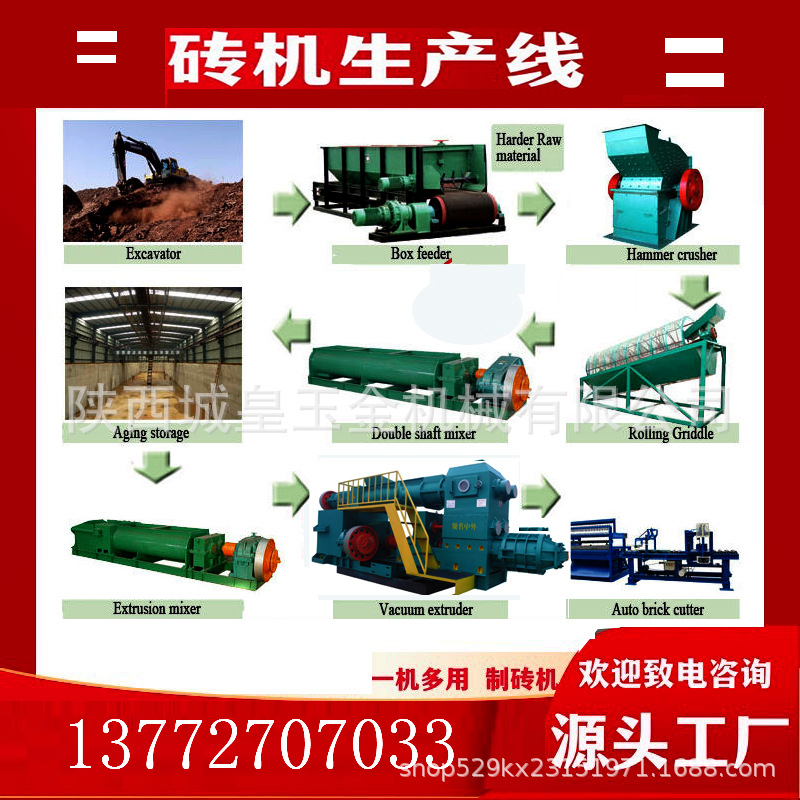 出口红砖制砖机 大型制砖机成套设备生产线 JKB50/50砖机设备厂家