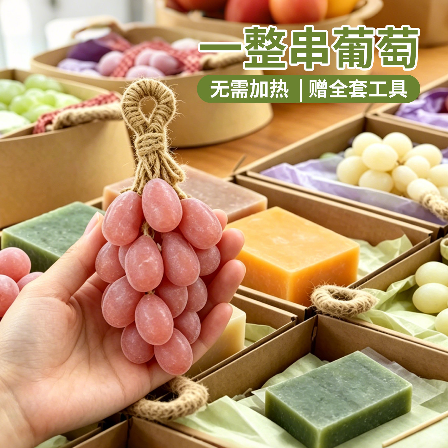 端午节整串青提葡萄香皂冷制手工皂diy材料包自制洗手肥皂团建