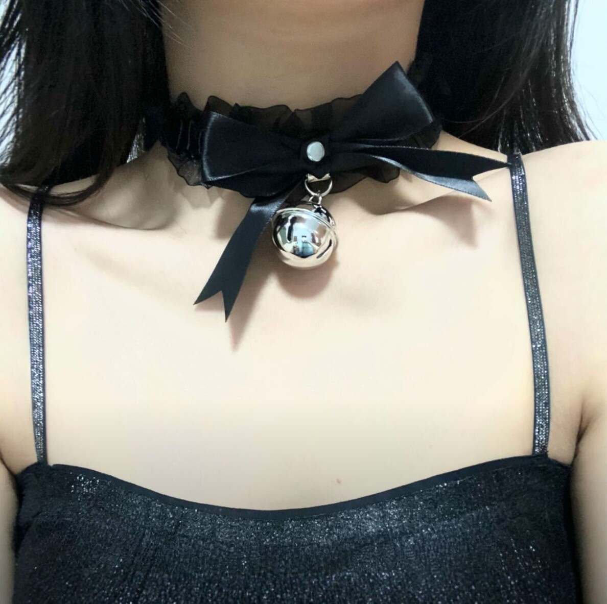 韩国小众设计bm同款蕾丝蝴蝶结项链复古辣妹长款颈链复古朋克颈饰