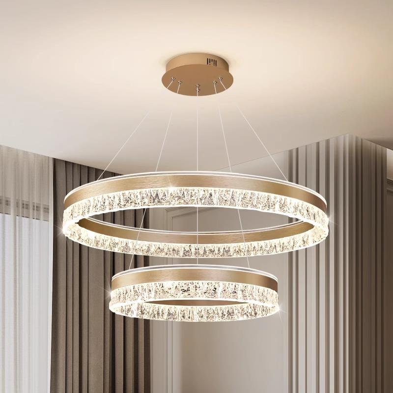 新款圆形客厅吊灯意式极简现代简约大气led亚克力餐厅圆环大厅灯