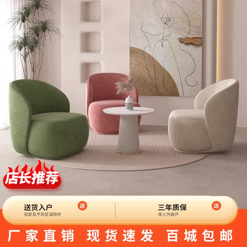 北欧单人沙发休息区接待洽谈沙发椅组合美容院网红款休闲接待单椅