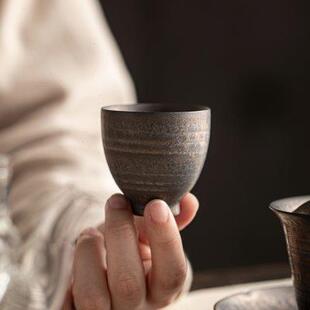 窑变茶盏单杯主人杯仿古手工粗陶小茶杯个人杯品茗杯功夫茶具 中式