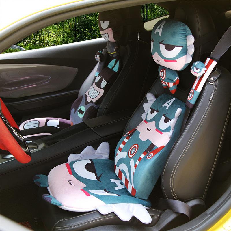 汽车坐垫夏季防脏防屁股痛季通用卡通座垫防滑座套可爱半包棉麻