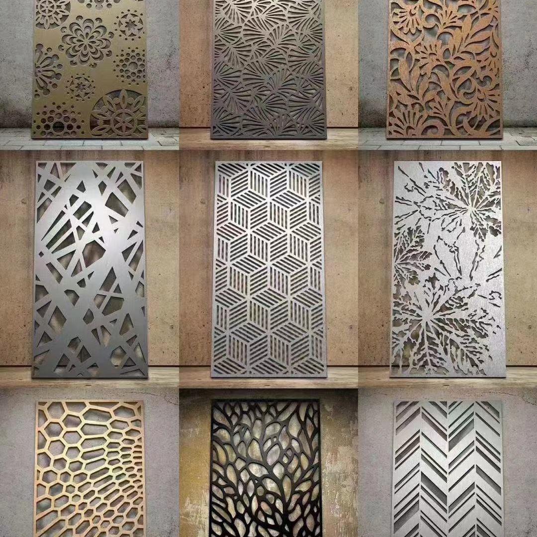 幕墙铝单板雕花冲孔镂空三角造型隔断铝屏风背景墙氟碳漆定制厂家