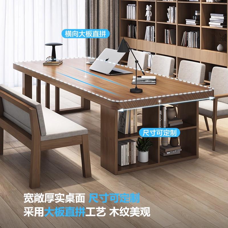 实木大长书桌去客厅化简约家用餐桌办公一体学习阅览长条桌工作台