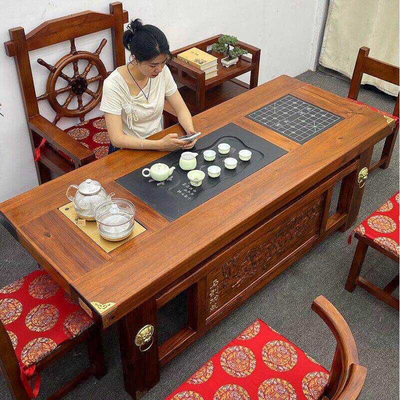 老船木茶桌椅组合实木家用茶几客厅办公室泡茶台茶具套装一体烧水
