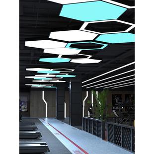 六边形吊灯led造型灯创意蜂巢办公室网咖健身房六角形工业风灯具