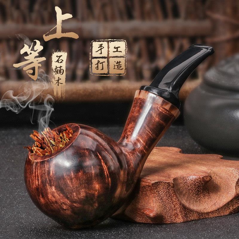 丹麦石楠木烟斗空腔大气室烟斗烟袋男士手工实木复古老式烟丝斗