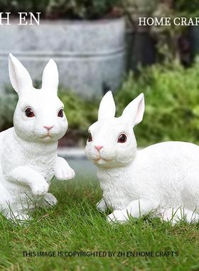花园庭院装饰彷真兔子摆件阳台园艺树脂工艺品可爱小动物模型雕塑