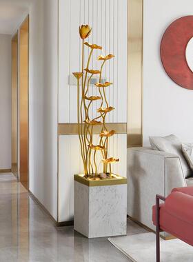 斯堪的纳维亚现代无障碍豪华角落循环水景观喷泉旁边的电视柜落地