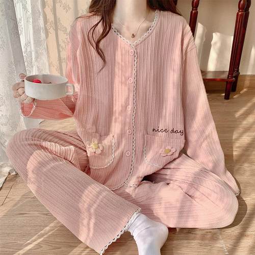 月子服春秋纯棉产后怀孕期孕妇哺乳睡衣夏季薄款产妇两件套家居服