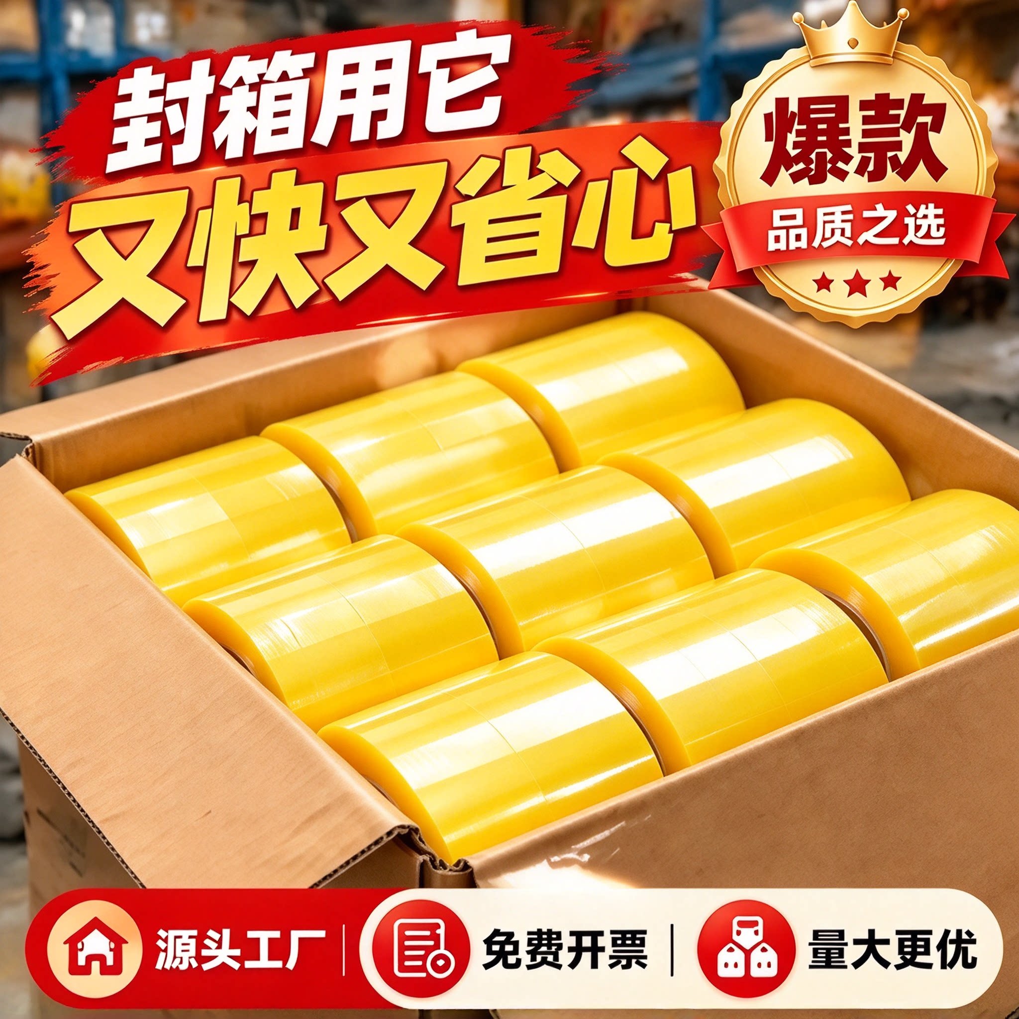 封箱胶布加宽透明胶带大卷装大号宽胶带透明鸡蛋打包纸箱胶布