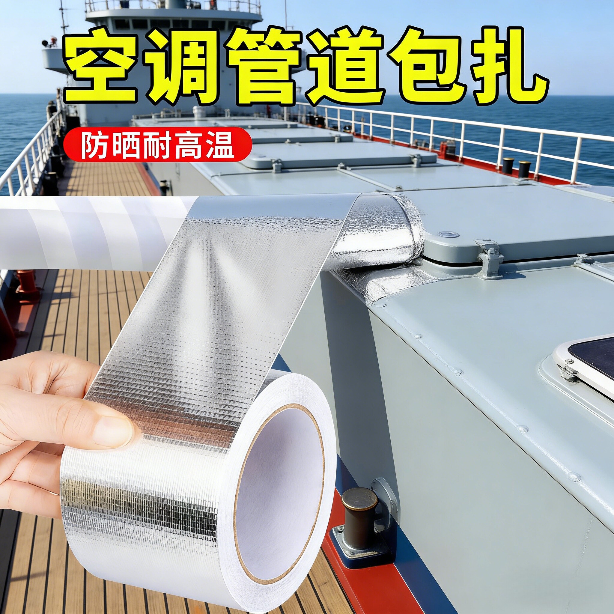 空调管防晒胶带室外外机管道管子防老化包扎纏绕带068保护套水管遮丑美化装饰热水器油烟机排烟管玻纤布铝箔