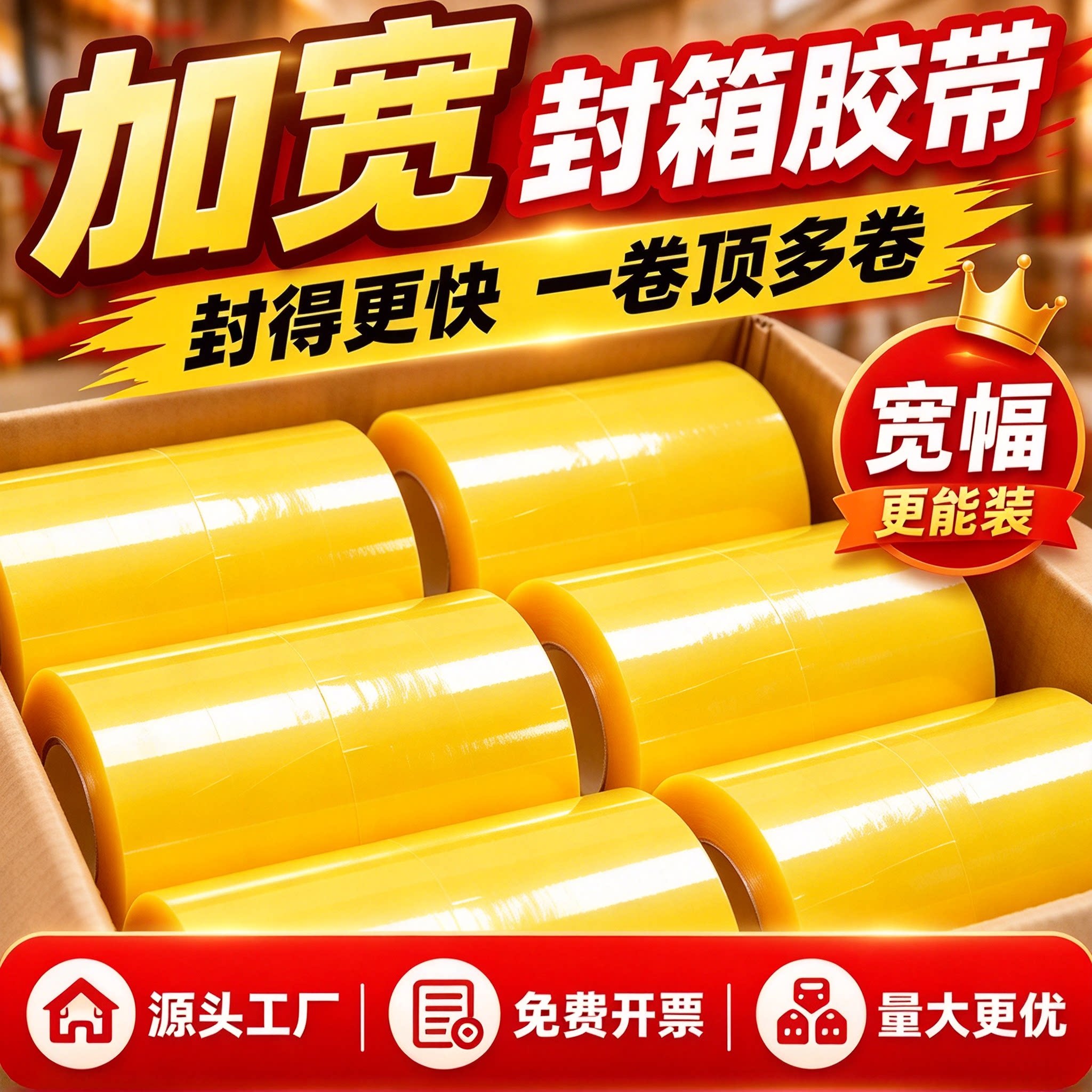 加宽透明胶带大号加厚整箱宽胶布防水粘性强无毒强力家用封口物流美工特价工厂直销透明黄薄膜胶条