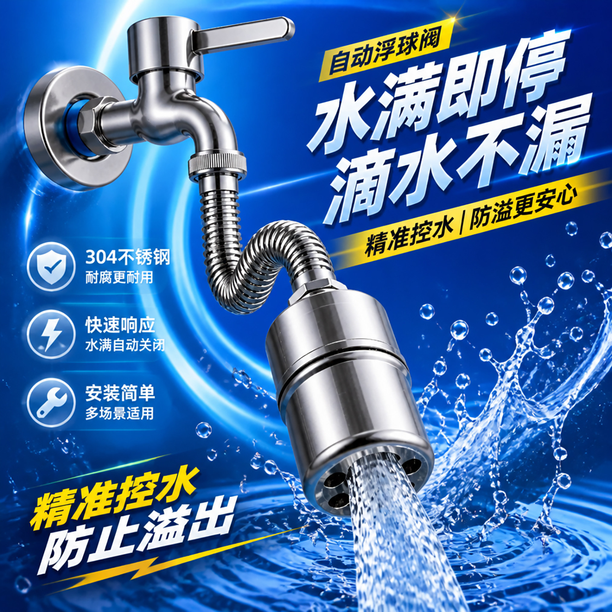 水满自停阀水塔水阀304不锈钢浮球阀自动阀门水满自停水龙头断水