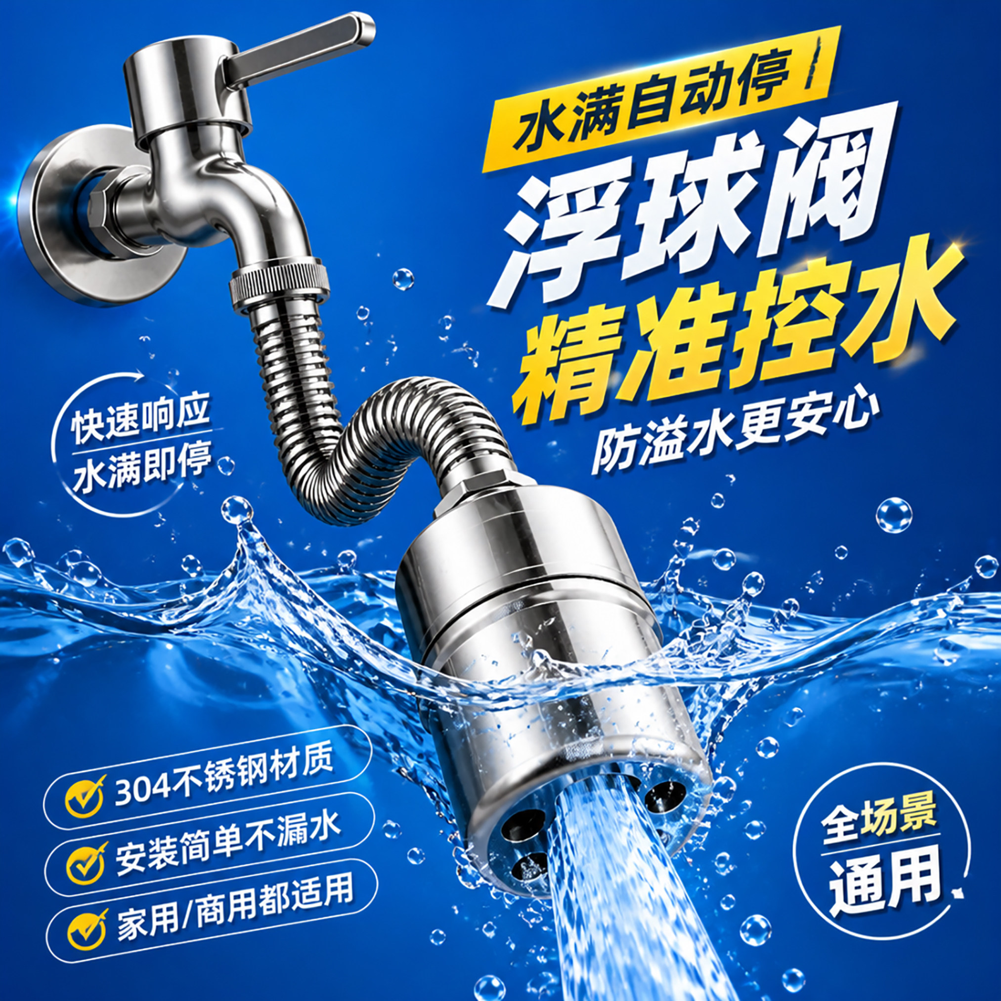 304不锈钢浮球阀水池水满停止开关水塔自动水满自停阀停水阀门