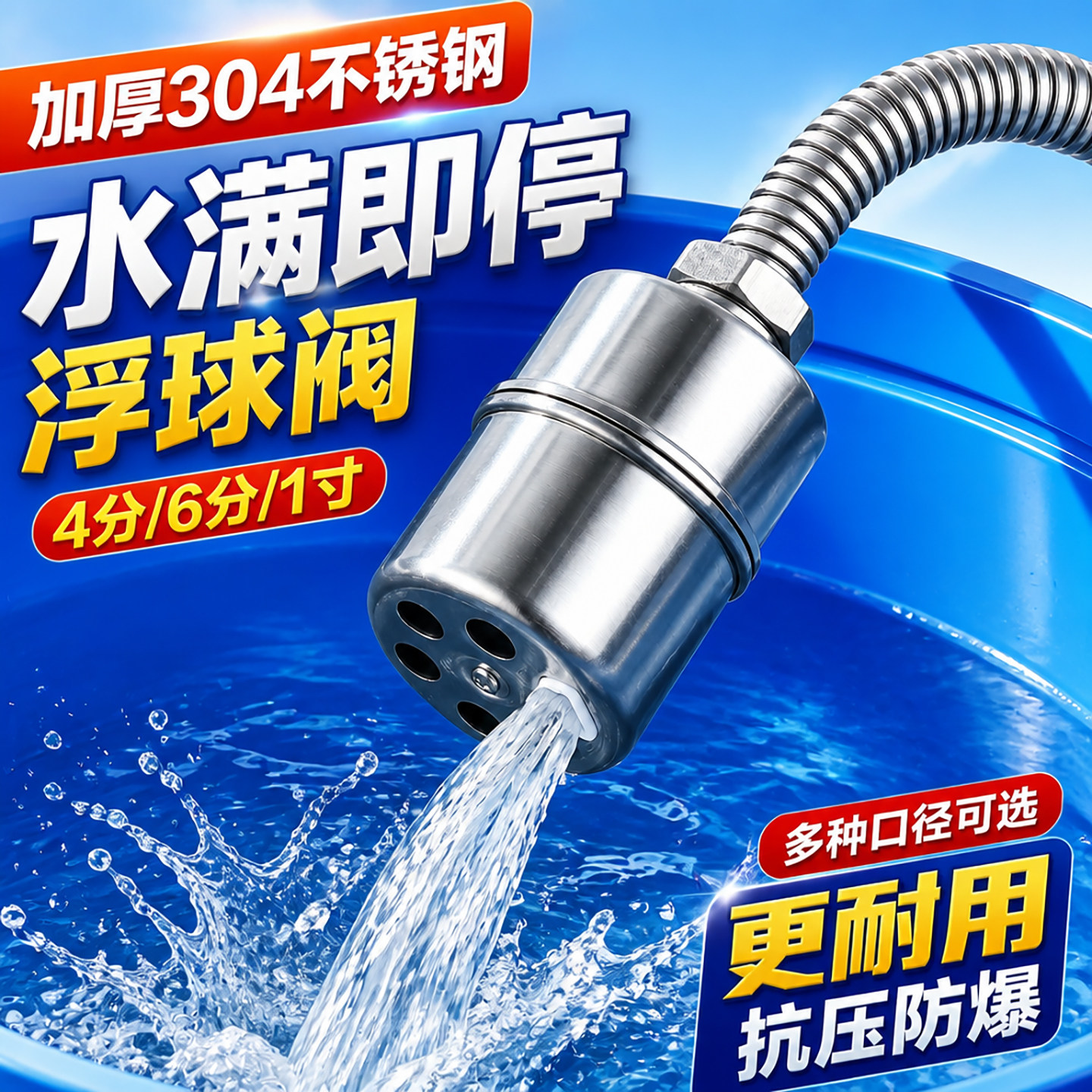 阀门水满停控制阀水满自停阀全自动水满停止304不锈钢浮球阀停水