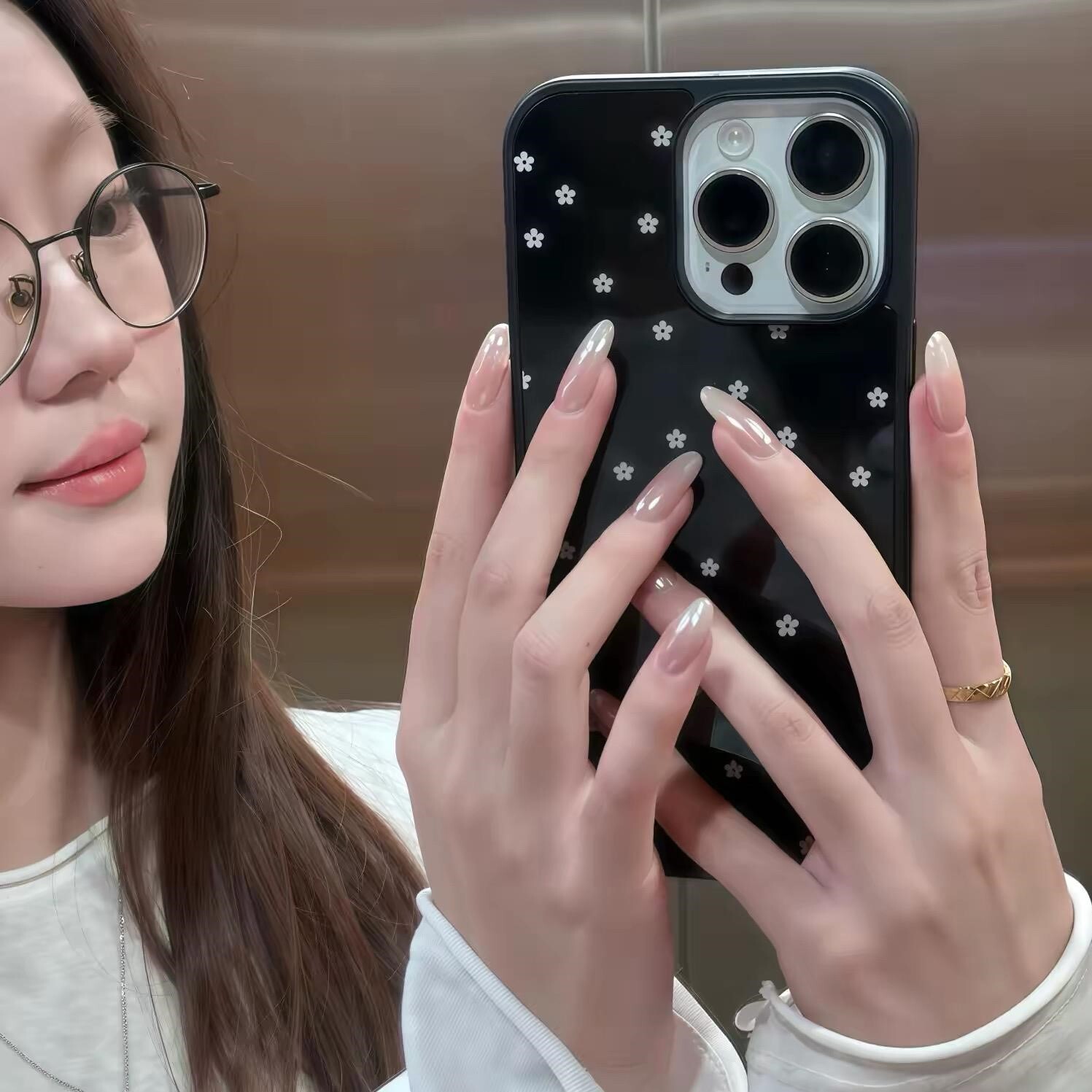 白月光Hailey海莉同款 ins风珍珠白欧美气质手工穿戴甲可重复使用