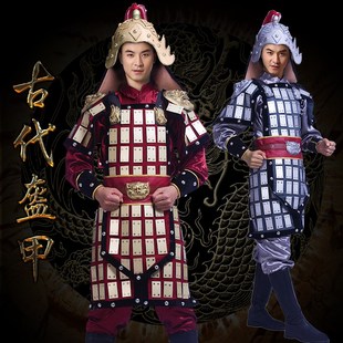 速发古出装 甲男古盔演代服将军铠甲汉服舞台剧影视盔甲可穿真人演