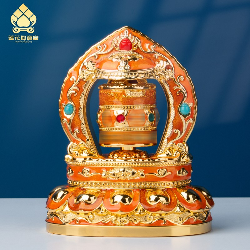 速发车载太能转表摆件合金彩绘转筒车仪中控内轮台吉祥平安装饰用