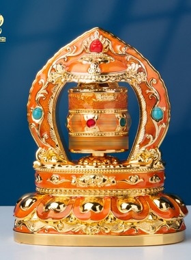 速发车载太能转表摆件合金彩绘转筒车仪中控内轮台吉祥平安装饰用