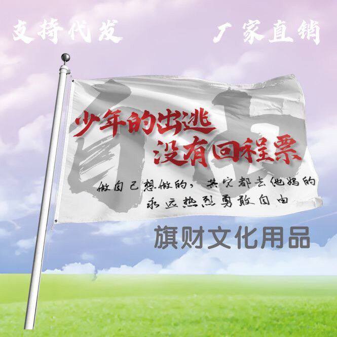 少年的出逃没有回程票旗帜定制自由旗帜登山旅行爬山拍照旗可签名
