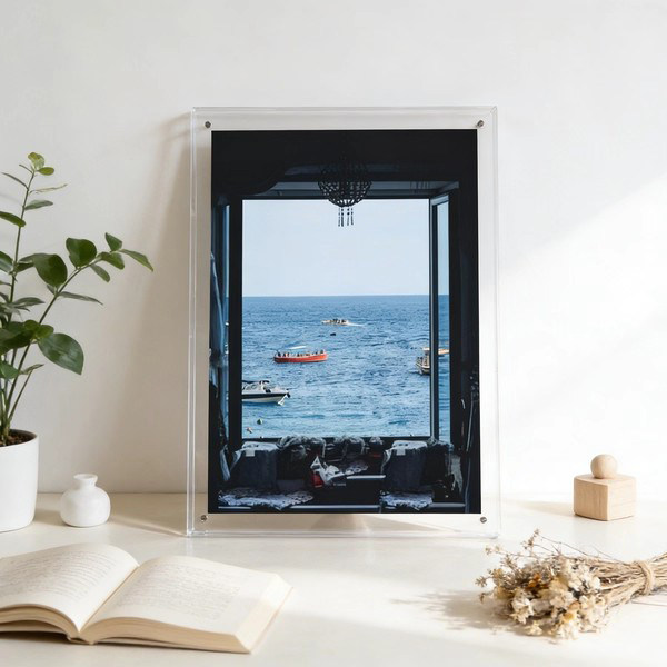 北欧风客厅装饰画小众艺术窗外风景挂画治愈卧室床头亚克力摆件画