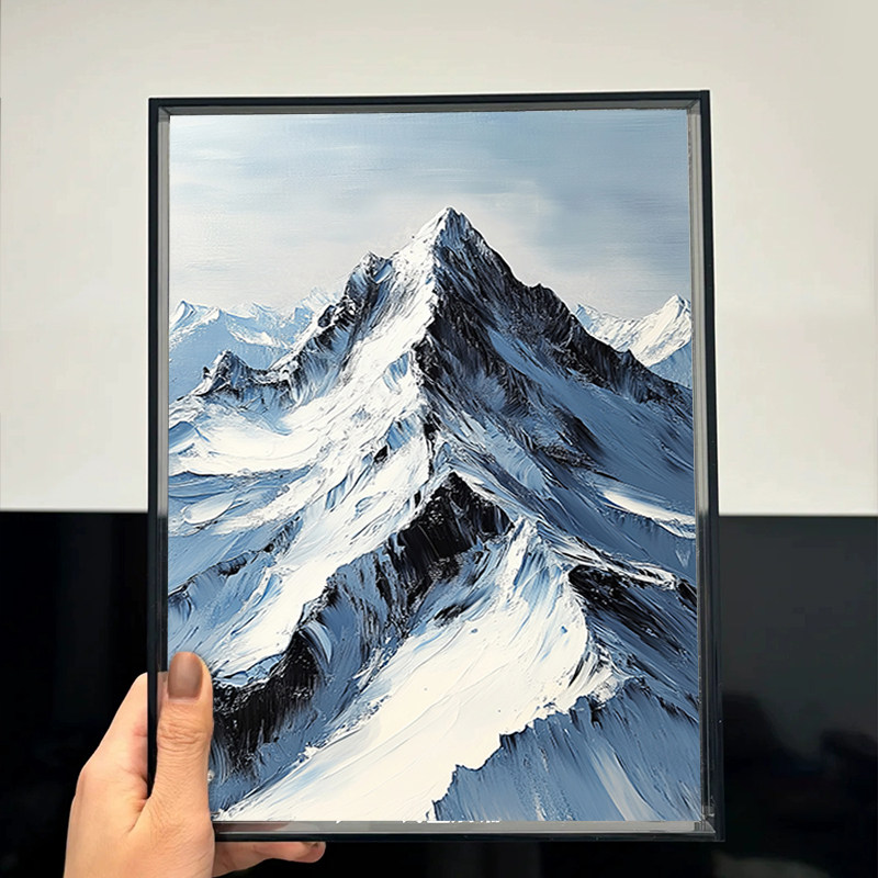 现代简约雪山风景客厅电视柜装饰画背有靠山卧室书房办公室挂画