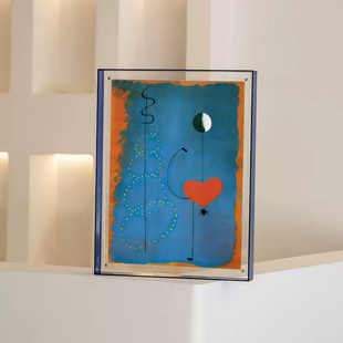 胡安米罗抽象艺术客厅装饰画克莱因蓝卧室挂画简约蓝色亚克力摆画