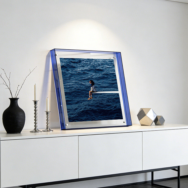 亚克力克莱因蓝挂画桌面蓝色唱片相框装饰画书桌餐厅餐边柜摆件画,家居饰品,现代装饰画,淘宝优惠券,粉丝福利购,淘宝优惠卷