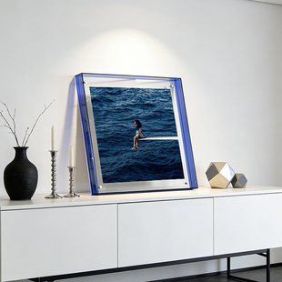 亚克力克莱因蓝挂画桌面蓝色唱片相框装饰画书桌餐厅餐边柜摆件画