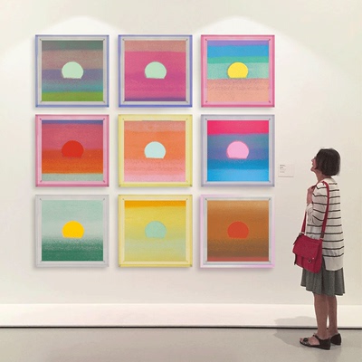 日出日落装饰画多巴胺风格安迪沃霍尔透明亚克力相框房间卧室摆画