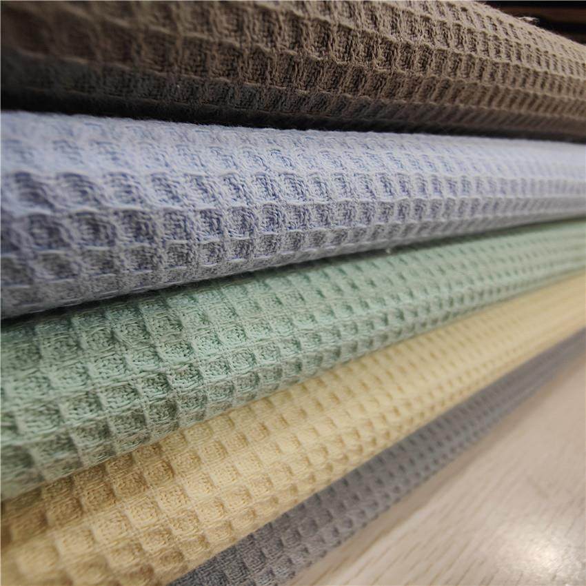 现货供应全棉梭织华夫格面料 240克肌理纹小方块凹凸格抱枕面料