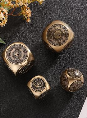 六面四神兽黄铜扭转乾坤进宝圆形解压魔方手把件铜工艺品手把玩件