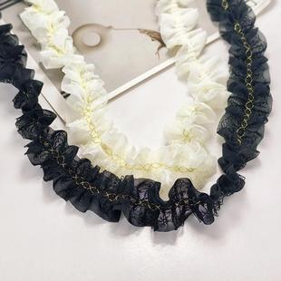 田园风蕾丝褶皱金丝线花边衣服领袖 饰DIY手工娃娃雪纺辅料 口装