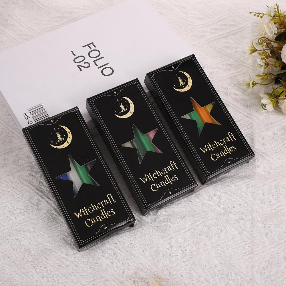 跨境12支/盒装长杆蜡烛家用照明烛光晚餐西餐厅应急停电彩色蜡烛