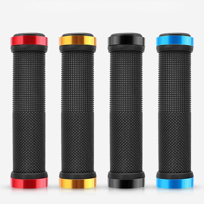 自行车铝合金双边锁死直筒把套 山地车橡胶把手套 车把套