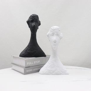 饰品摆设 黑白女人头像人物雕塑摆件简约现代样板房电视柜家居软装