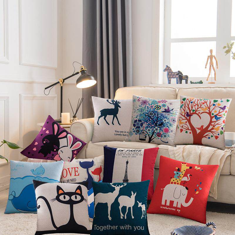 抱枕卡通沙发汽车腰靠垫含芯磨毛印花简约现代靠枕可爱儿童用腰靠