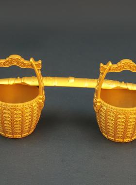 元宝一桶金摆件中式小水桶聚宝盆家用客厅装饰品沙金元宝桶摆件