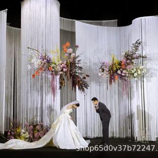 纯线帘婚礼婚庆加密流苏门帘家用客厅隔断帘玄关装 加高加密韩式 饰