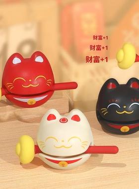 财富+1小木鱼解压摆件办公工位敲打情绪控制稳定治愈佛系功德礼物