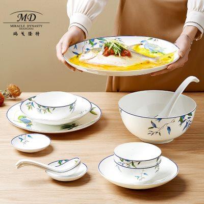玛戈隆特MD鹦鹉餐具高端瓷器盘子骨瓷轻奢菜盘家用菜碟高级感高档